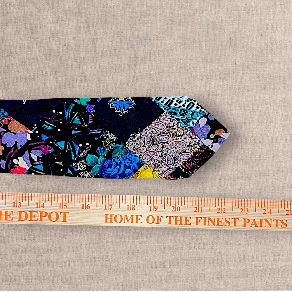 Brioni Silk Patchwork Tie Mens Multicolor Geometric Floral Luxury Designer